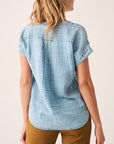 Dune Cotton Gauze Desmond Top - Light Indigo Wash