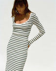 Surfside Rib Maxi Dress - Salt Air Stripe