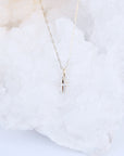 Medium Pave Diamond Cross on Paperclip Chain 14K Yellow Gold