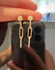 14k Gold and Pave Diamond Chain Link Dangle Earrings