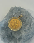 Saint Christopher Round Pendant Medal 14k Yellow Gold