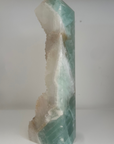 Green Fluorite with Quartz Druzy Cap