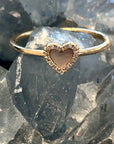 Natural Mother Of Pearl Heart Ring With Pave Diamonds 14k Yellow Gold