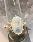 Oval Moonstone & Pave Diamond Ring