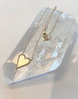 Large Mother of Pearl Heart Pavé Diamond Necklace in 14K Yellow Gold