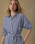 Coastal Poplin Rio Shirt Dress - Seaside Stripe