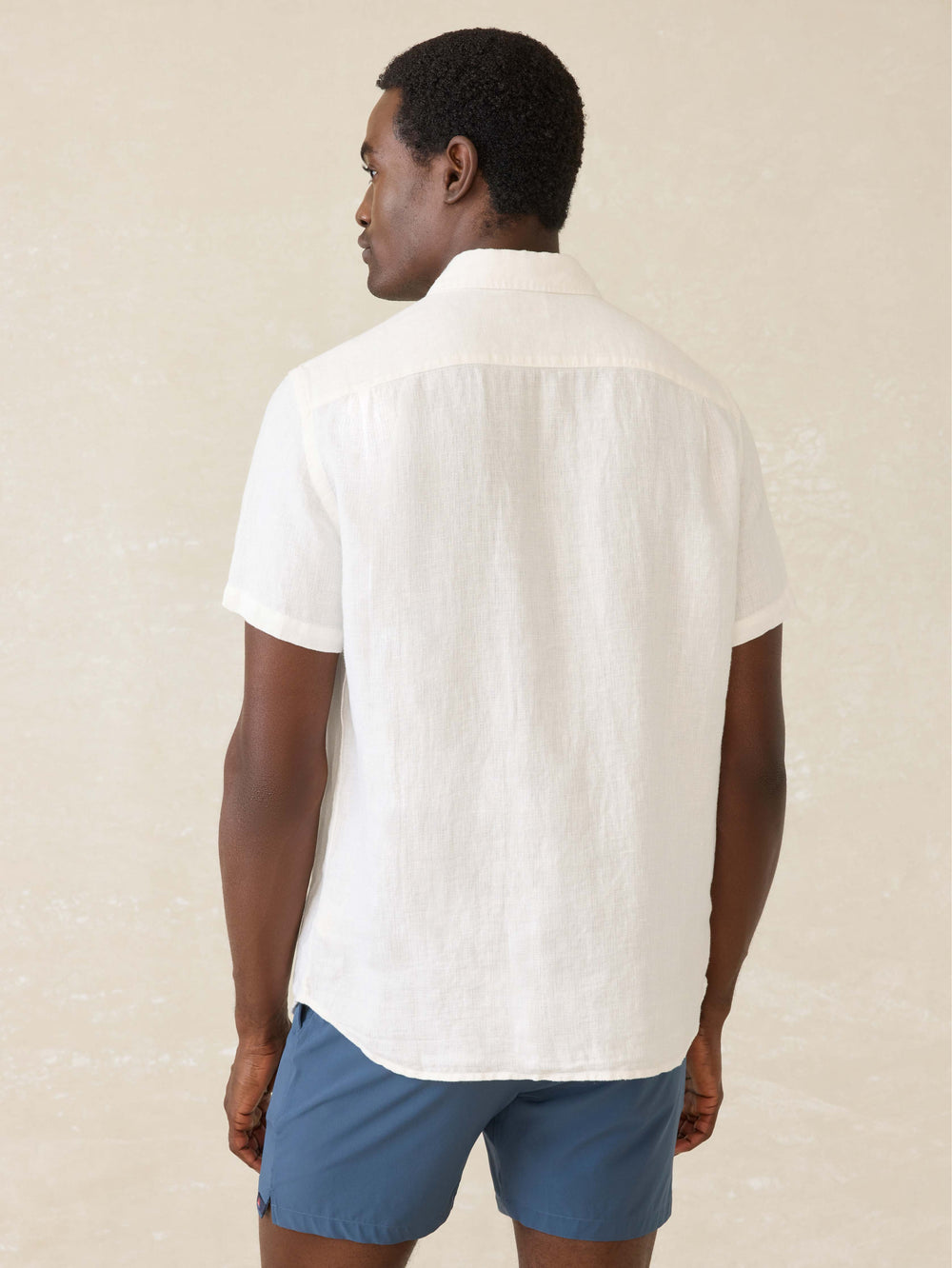 Short Sleeve Palma Linen Shirt in Bright White Basketweave