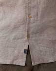 Short-Sleeve Laguna Linen Camp Shirt - Khaki Pincheck