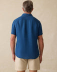 Short Sleeve Palma Linen Shirt - Indigo Basketweave