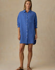 Laguna Linen Kova Shirtdress - Paradise Blue