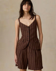 Sun Strider Linen Milo Vest - Harbor Line Stripe