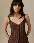 Sun Strider Linen Milo Vest - Harbor Line Stripe