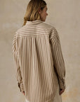 Coastal Poplin Relaxed Shirt - Drift Sand Stripe