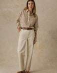 Coastal Poplin Relaxed Shirt - Drift Sand Stripe