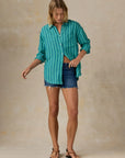 Laguna Linen Relaxed Shirt - Tropic Glow Stripe