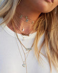 Diamond Letter Initial Necklace & 14k Paperclip Chain