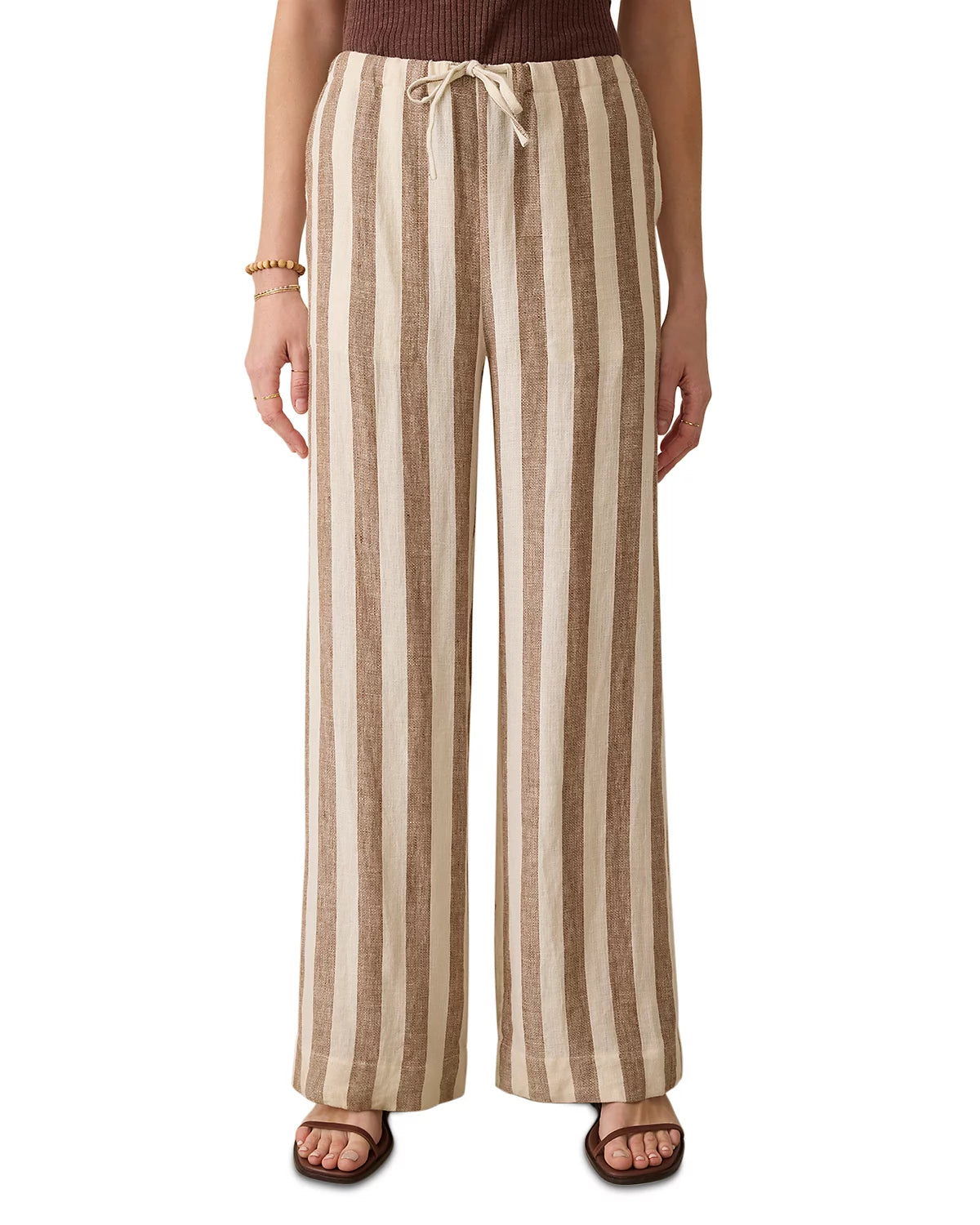 Palma Linen Drawstring Pant - Cocoa Beach Stripe