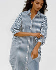 Coastal Poplin Rio Shirt Dress - Seaside Stripe