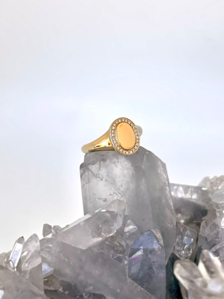 Diamond Halo Signet Ring