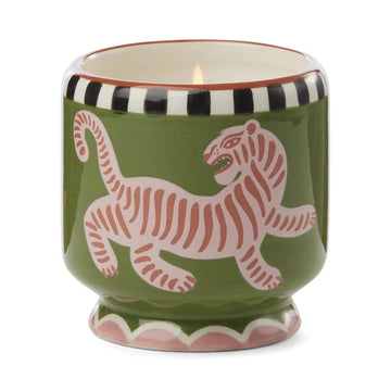 Paddywax Handpainted  Tiger Ceramic Black Cedar and Fig