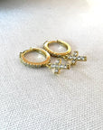 Gold Vermeil Cross Dangle Huggies