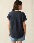 Dune Cotton Gauze Desmond Top - Navy