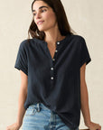 Dune Cotton Gauze Desmond Top - Navy