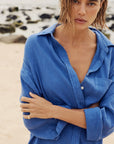 Laguna Linen Kova Shirtdress - Paradise Blue