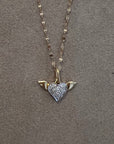 Winged Pave Diamond Heart Necklace