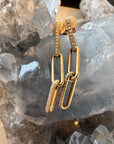 14k Gold and Pave Diamond Chain Link Dangle Earrings
