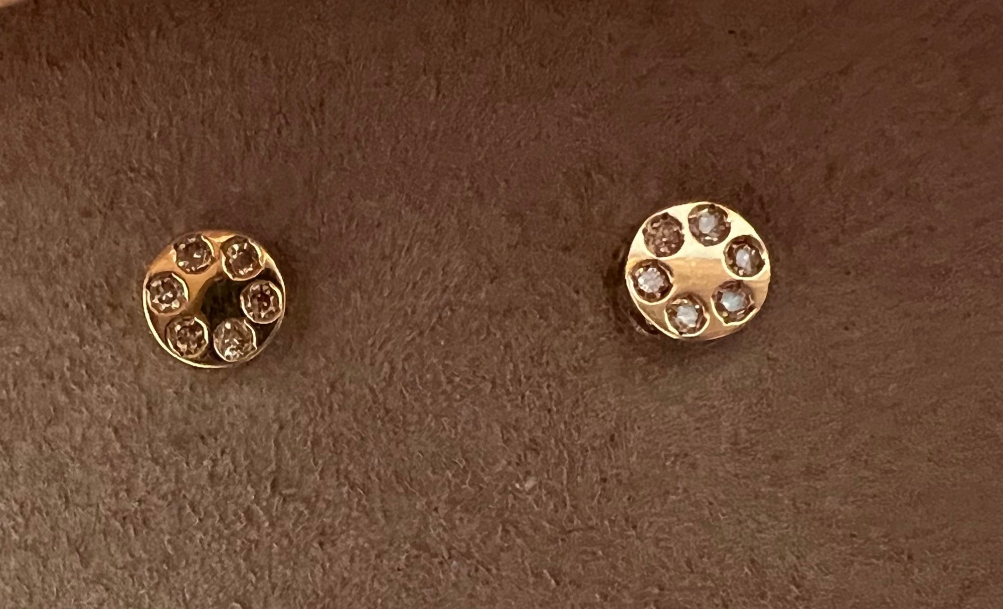 Circle Diamond Earrings 14k Gold Screw Back