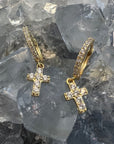 Gold Vermeil Cross Dangle Huggies