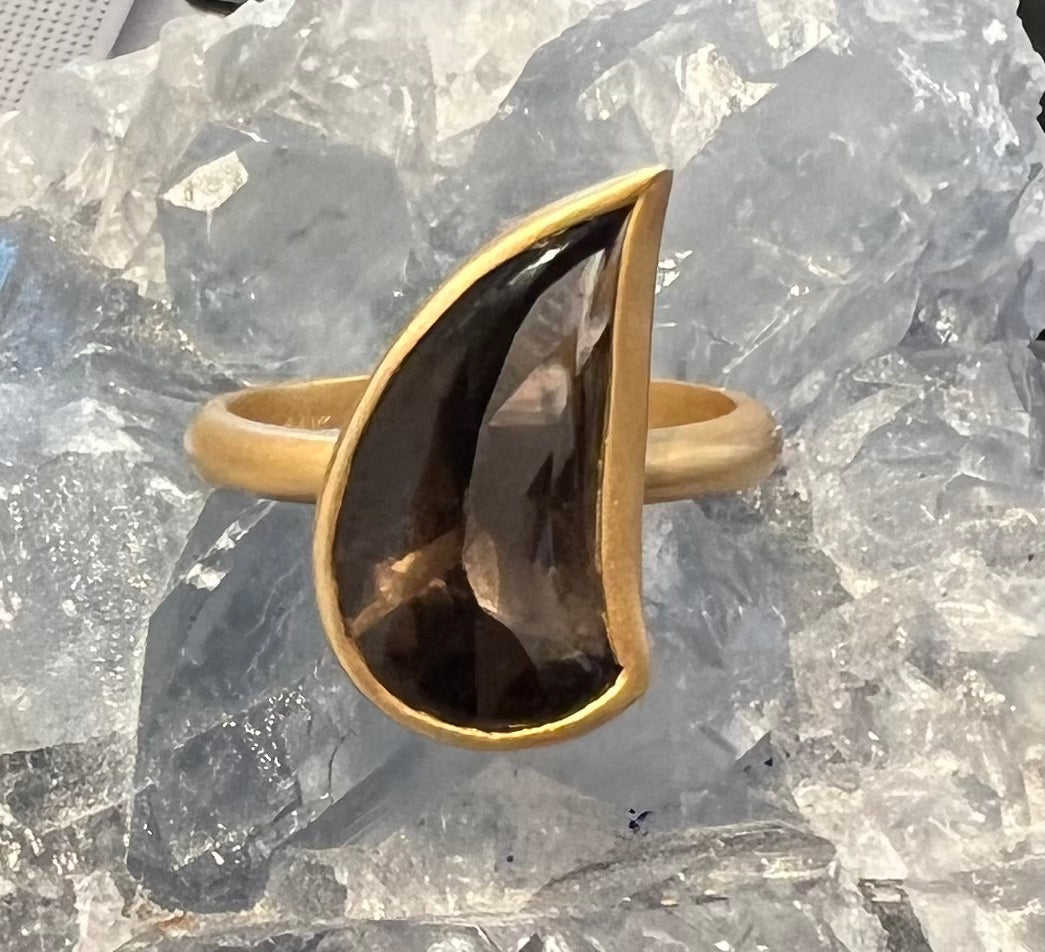Smokey Topaz Ring 14k Gold