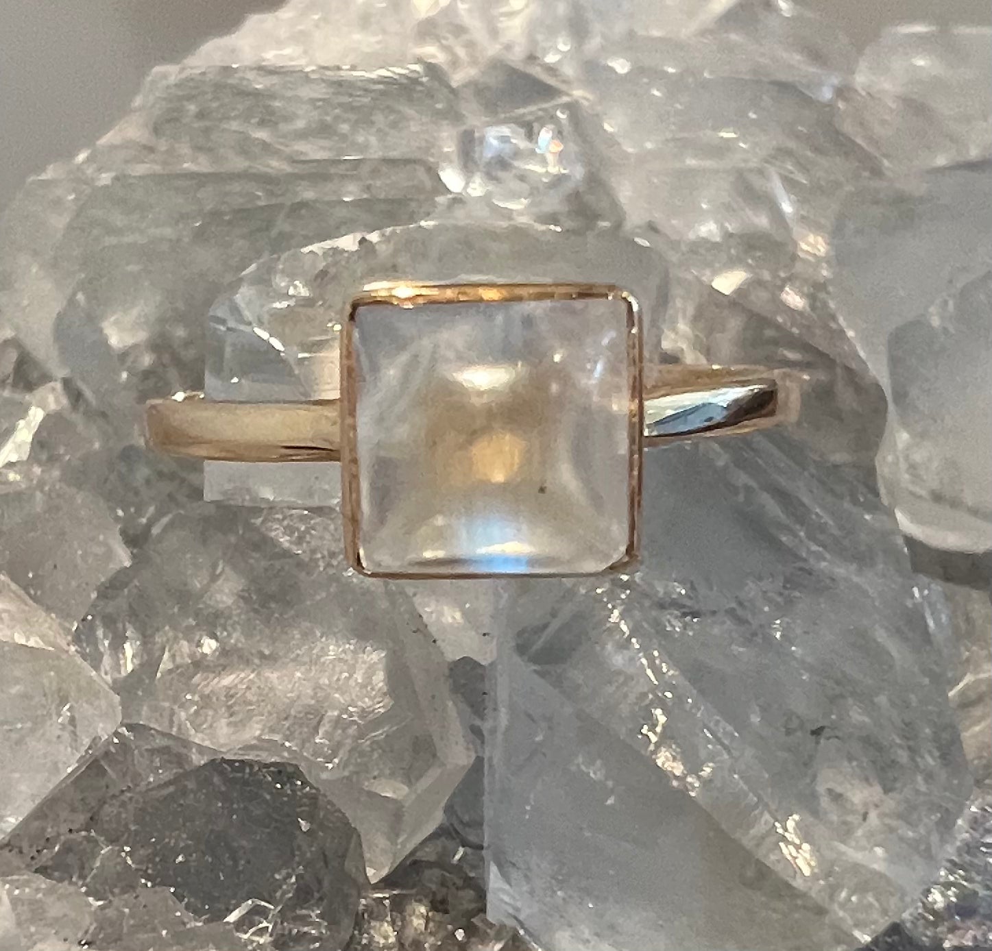 14k Gold Square Moonstone Ring
