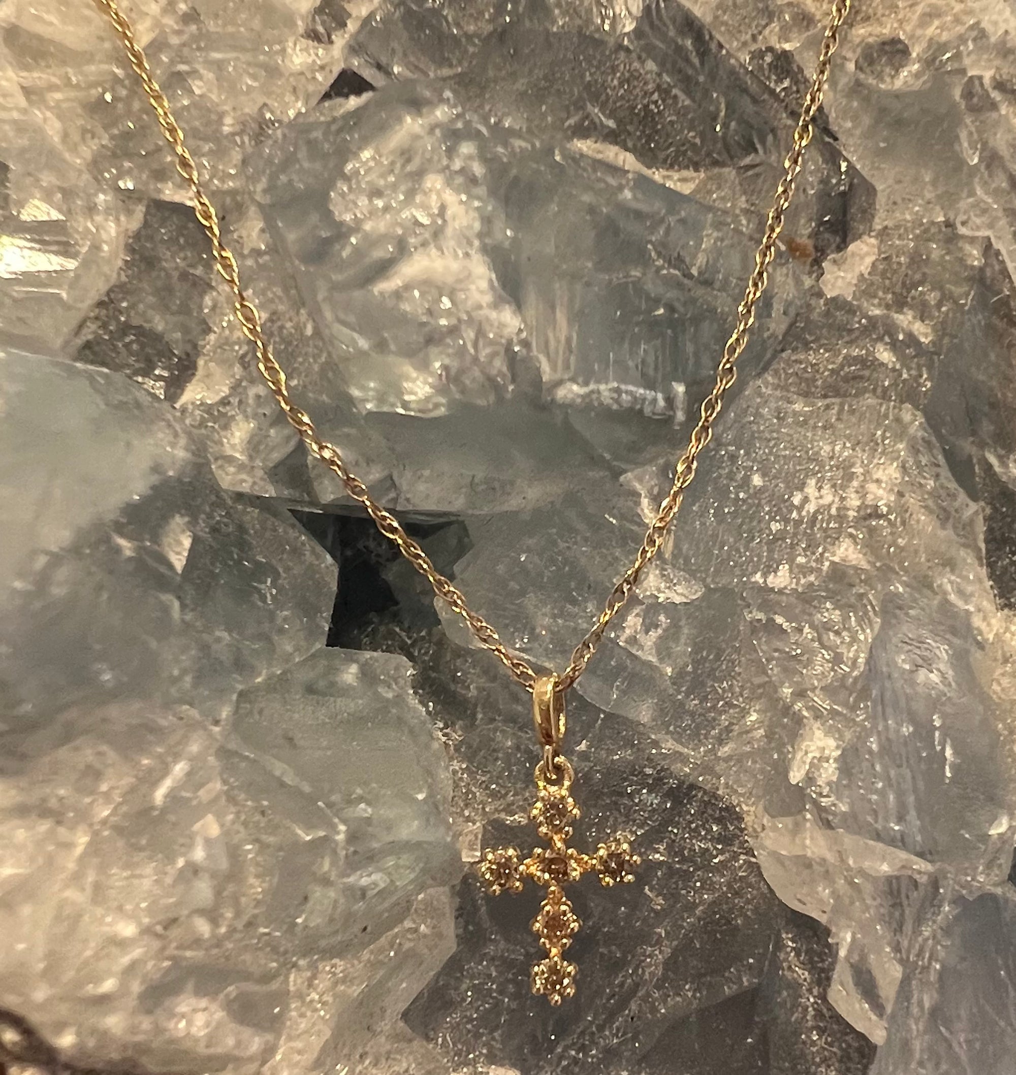 Dainty Diamond Cross Necklace