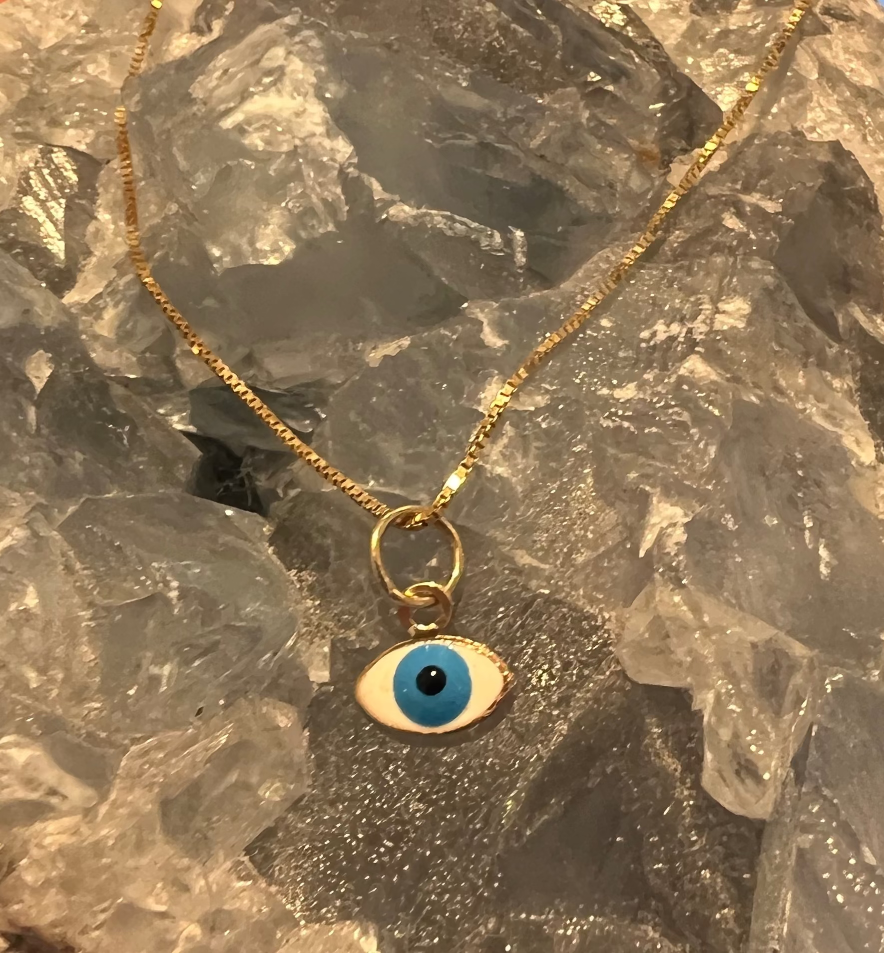 Dainty 14k Gold Evil Eye Necklace