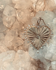 14k Yellow Gold and Diamond Fluted Heart Pendant