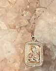 Vintage Inspired Mother Mary Pendant Necklace -  14k Yellow Gold