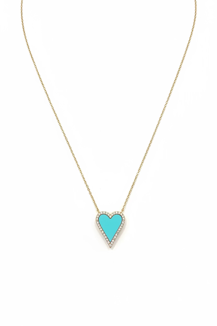 Large Turquoise and Diamond Heart