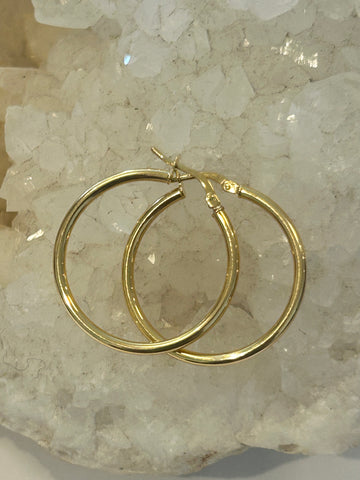 Classic Round Tube Hoop 14K Yellow Gold