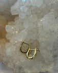 Horseshoe Huggie Hoop Earrings 14K Yellow Gold