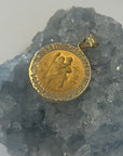 Saint Christopher Round Pendant Medal 14k Yellow Gold