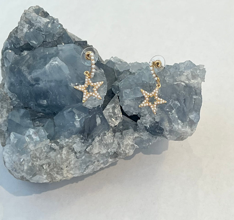 Pearled Star Hoops