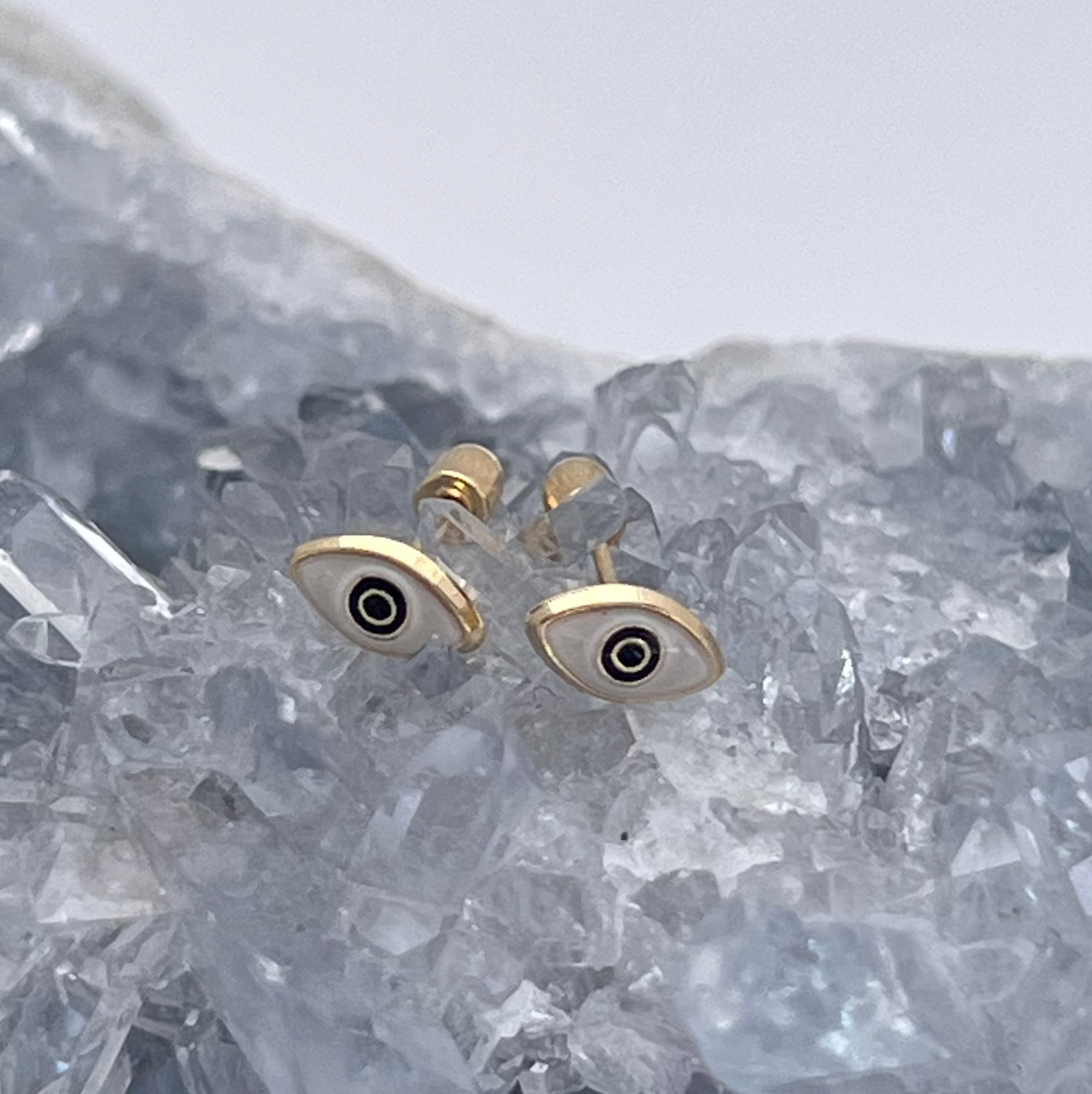 Sasha Earrings | 14k Gold Evil Eye studs