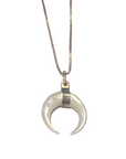 Silver Mother of Pearl Horn Crescent Necklace