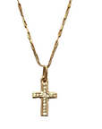 Medium Pave Diamond Cross on Paperclip Chain 14K Yellow Gold