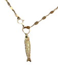 Fish Pendant 14K Gold & Disc Chain