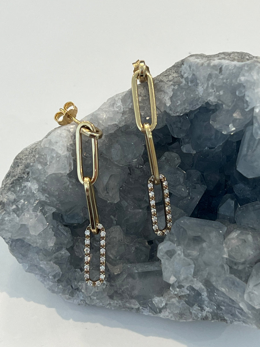 Diamond Chain Link Stud Earrings