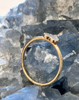 Natural Mother Of Pearl Heart Ring With Pave Diamonds 14k Yellow Gold