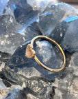 Natural Mother Of Pearl Heart Ring With Pave Diamonds 14k Yellow Gold